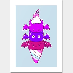 Cute Bat Ice Cream Summer Goth design Posters and Art